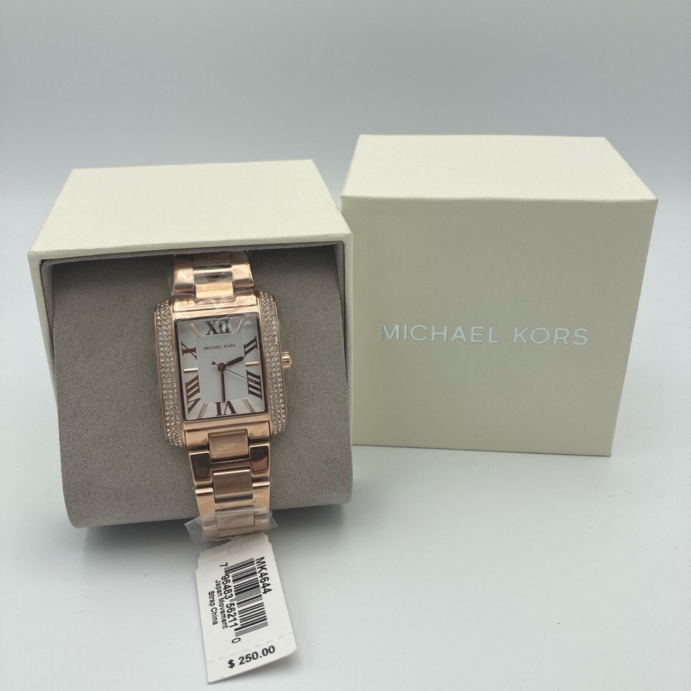 SOLD!! Michael Kors Emery rose gold pave stainless steel bracelet womens watch